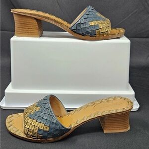 Bottega Veneta Intrecciato Woven Band Slide Heel Sandals Shoes Size 37.5 7.5